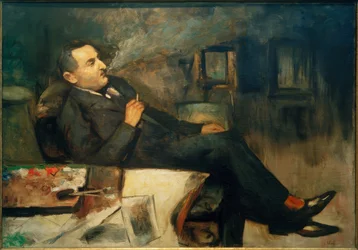 Lesser Ury che fuma nello studio (Autoritratto)