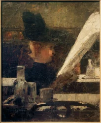 Lettrice di giornale al caffè (Signora al caffè)