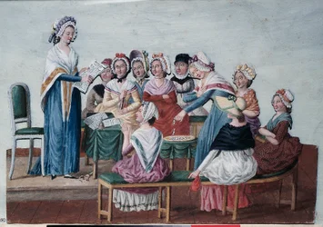 Rivoluzione francese (1789): Club patriottico delle donne durante la Rivoluzione. Dipinto dei fratelli Lesueur (XVIII secolo). Parigi, Museo Carnavalet.