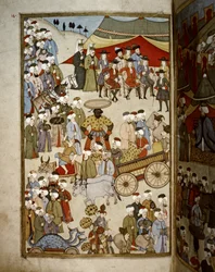 Impero Ottomano: Il Bazar a Istanbul, c.1720 (miniatura)
