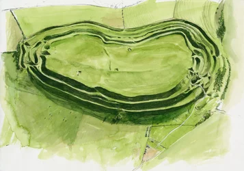 Resti del castello di Maiden (acquerello su carta)