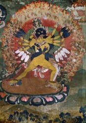 Antichi dipinti murali del monastero lamaista di Hemis, Laddakh, India