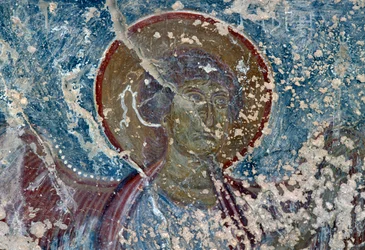 Angelo, affresco nella chiesa di Panagia, Rodovani, Creta, Grecia