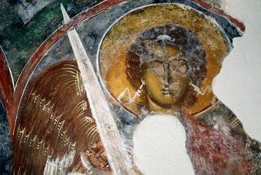 Arcangelo Michele, affresco in una chiesa bizantina nelle rovine del castello di Geraki