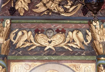 Decorazione, (dettaglio) di iconostasi nella chiesa bizantina di San Giorgio, Anidri, Creta, Grecia (foto)