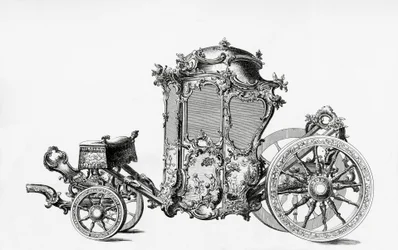 Progetto per carrozza rococò, incisione