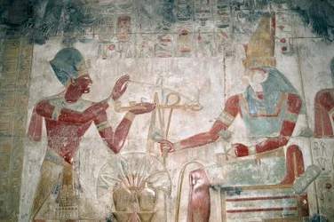 Egitto, Abido, Tempio del faraone Seti I, Cappella di Osiride (dettaglio)