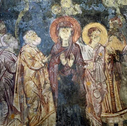 Affreschi nella chiesa di Alikampos, Creta, Grecia
