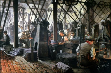 Ferro e acciaio, Forgiatura di lime, Cyclops Steel and Iron Works, Sheffield, Yorkshire