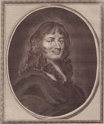 Ritratto del politico inglese Sir William Temple (1628-1699), incisione su rame di John Goldar (1729-1795) da un dipinto di P Lely