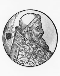 Ritratto di Onorio I, 70º Papa della Chiesa Cattolica, incisione