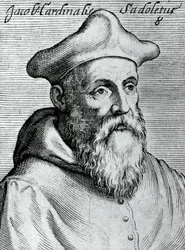 Ritratto di Jacopo Sadoleto (1477-1547), umanista italiano, vescovo cattolico e cardinale, incisione da Illustrissimorum, omnique virtutis, et scientiarum laude praestantissimoru virorum icones, di Claudius Pernetus