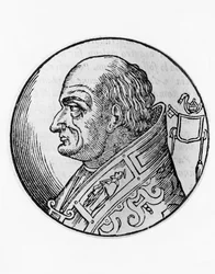 Ritratto di San Leone III, 96º Papa della Chiesa Cattolica, incisione