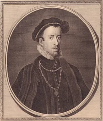 Ritratto di Thomas Howard, 4º Duca di Norfolk (1536-1572), incisione su rame di John Goldar (1729-1795)