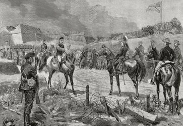 Il generale spagnolo Jose Toral y Velazquez si arrende alle truppe americane, Santiago de Cuba, luglio 1898, guerra ispano-americana, Cuba