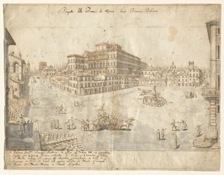 Diciotto vedute di Roma: La Piazza Barberini (recto)