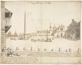 Diciotto vedute di Roma: La Piazza del Popolo (recto)