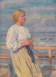 Ragazza che lavora a maglia, c1917, 1919