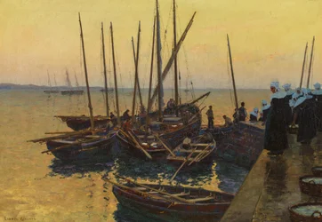 Barche da pesca lungo il molo