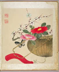 Uno di una serie di dipinti di fiori e insetti, fine XIX secolo