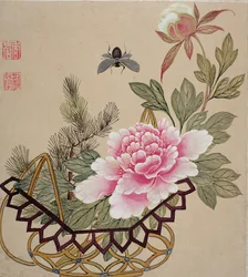 Uno di una serie di dipinti di fiori e insetti, fine XIX secolo