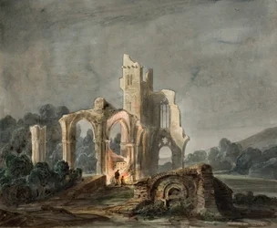 Paesaggio notturno con rovine gotiche