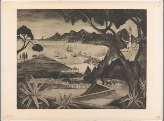 Paesaggio montano con baia in Corsica