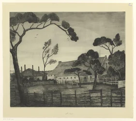 Paesaggio olandese con fattoria e pascolo