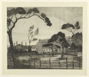 Paesaggio olandese con fattoria e pascolo