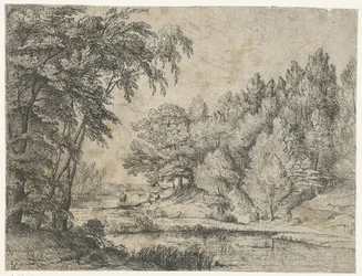 Paesaggio con un fiume tortuoso