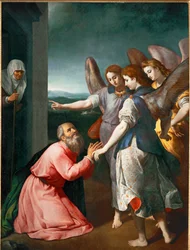 La promessa dei tre angeli ad Abramo (dipinto su tela)