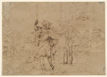 San Cristoforo (o San Rocco?) in un Paesaggio