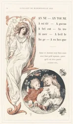 Anne, Antoine, Amicizia, Agnello, Albicocca, Stella, Amore, Ape, Angelo, Arabesco, pagina 14 - Alfabeto di Mademoiselle Lili, di L. Froelich e di un padre (Hetzel stesso). Bibliothèque & Magasin d