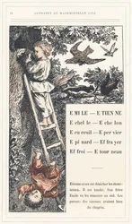 Émile, Étienne, Scala, Piolo, Scoiattolo, Passero, Spinaci, Spauracchio, Farry, Storno, pagina 18 - Alfabeto di Mademoiselle Lili, di L. Froelich e di un papà (Hetzel stesso). Bibliothèque & Magasin d