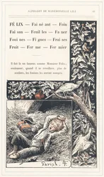 Felix, Fieno, Fagiano, Foglie, Faner, Donnole, Fichi, Fragole, Frutta, Fattoria, Agricoltore, pagina 19 - Alfabeto di Mademoiselle Lili, di L. Froelich e di un padre (Hetzel stesso). Bibliothèque & Magasin d
