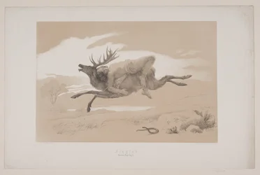 La fuga, pag. 11, illustrazione per "La fuga del cervo" di Christian Winther