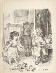 Tre Bambine in una Stanza che Litigano e Sputano