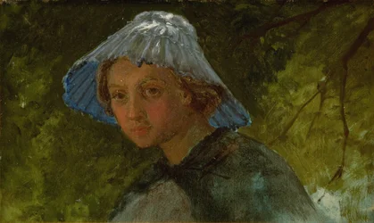 Signora Lina Frølich con cappello da sole