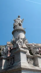 Monumento in omaggio al navigatore Cristoforo Colombo. Scultura in marmo di Lorenzo Bartolini (1777-1850). Piazza Acquaverde Genova, Italia