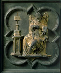 Porta Nord (detta Porta della Croce, a Nord), dettaglio esterno: Sant