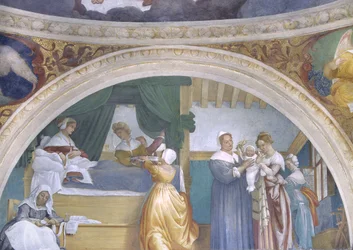 Natività della Vergine, lunetta dalla Cappella Lotto