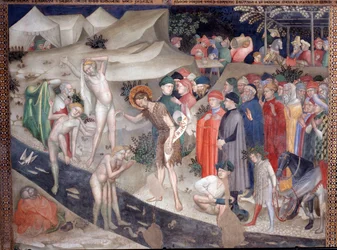 San Giovanni Battista battezza i neofiti sulla riva del fiume Giordano