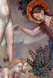 San Giovanni Battista battezza le folle nel fiume Giordano (dettaglio)