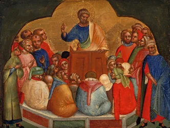 Apostolo Pietro predicante pannello di predella, ca 1370