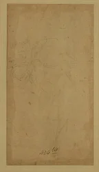 Figura panneggiata che cammina verso destra: Angelo dell