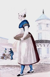 Costume tradizionale di St. Valery en Caux, inciso da Gatine c.1820