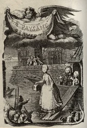 Illustrazione per "La Paysanne pervertie ou les Dangers de la ville" di Restif de La Bretonne (1734-1806) scrittore francese. Incisione di Binet del XVIII secolo.