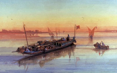 Feluche sul fiume Nilo, intorno a Tebe