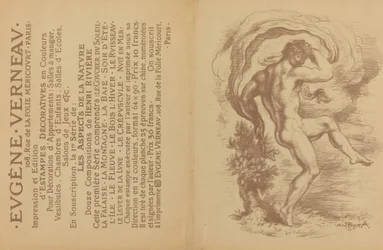 Nudo danzante e pubblicità per Estampes décoratives di Eugène Verneau [verso], 1897
