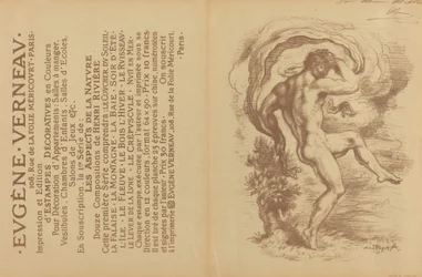 Nudo danzante e pubblicità per "Estampes décoratives" di Eugène Verneau [verso]